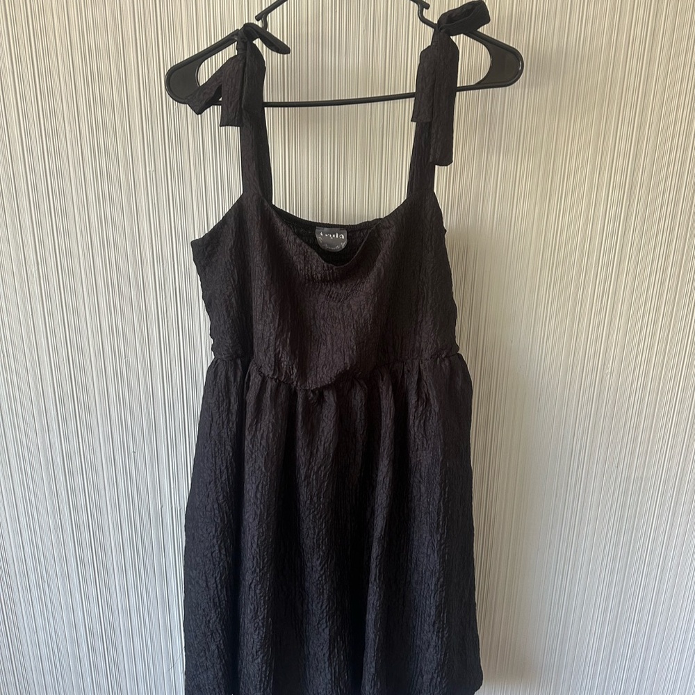 ARULA Black Dress with Bow Straps